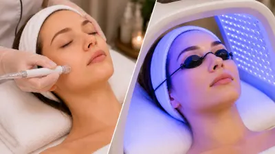 Luxury Facial in Arcadia, showing aqua peel treatment and LED light therapy